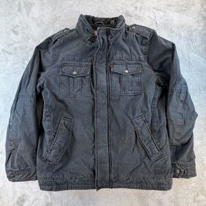 Levi’s Mens Bomber Jacket L Black Sherpa Lined Military Utility Coat
